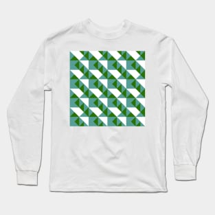 ’Zangles’ - in Teal and Grass Green on a White base Long Sleeve T-Shirt